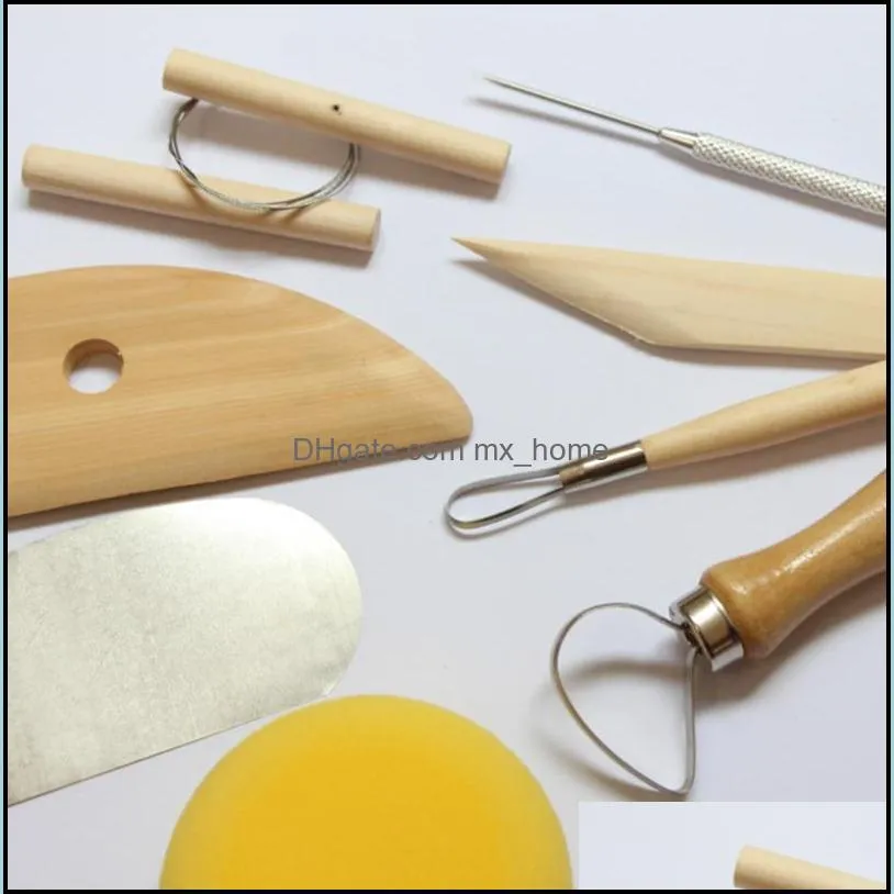 Ceramics Clay Sculpture Modelling Kit Wooden Handle Pottery Tools Set Stainless Steel Pottery
