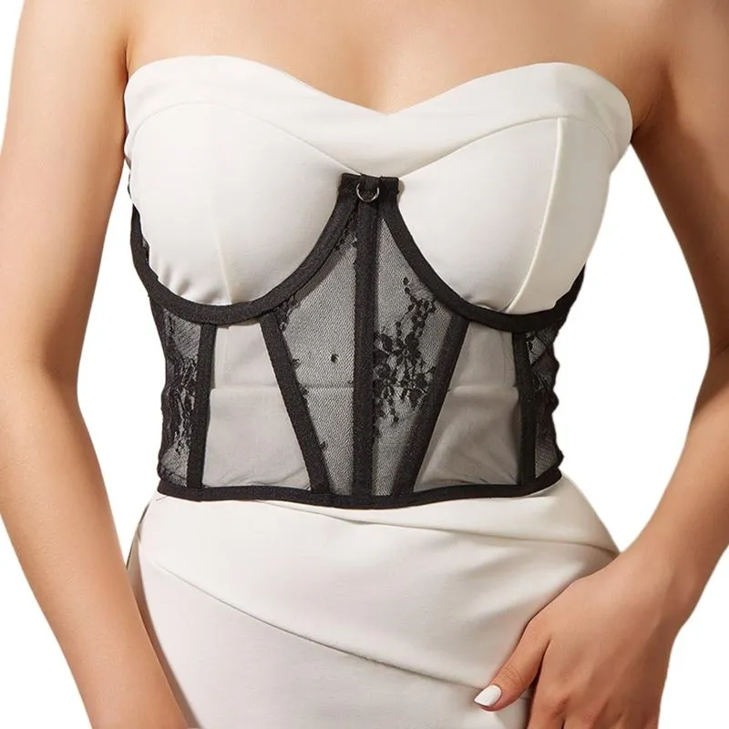 Ceintures Sexy Femmes Top Corset Couleur solide en dentelle Fleur Femme Femme Soulevez la fête Masqueade