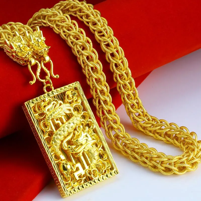 Collane con ciondolo Collana placcata 24 K da uomo di lusso Gioielli della collana in oro Shajin del Vietnam Pendente