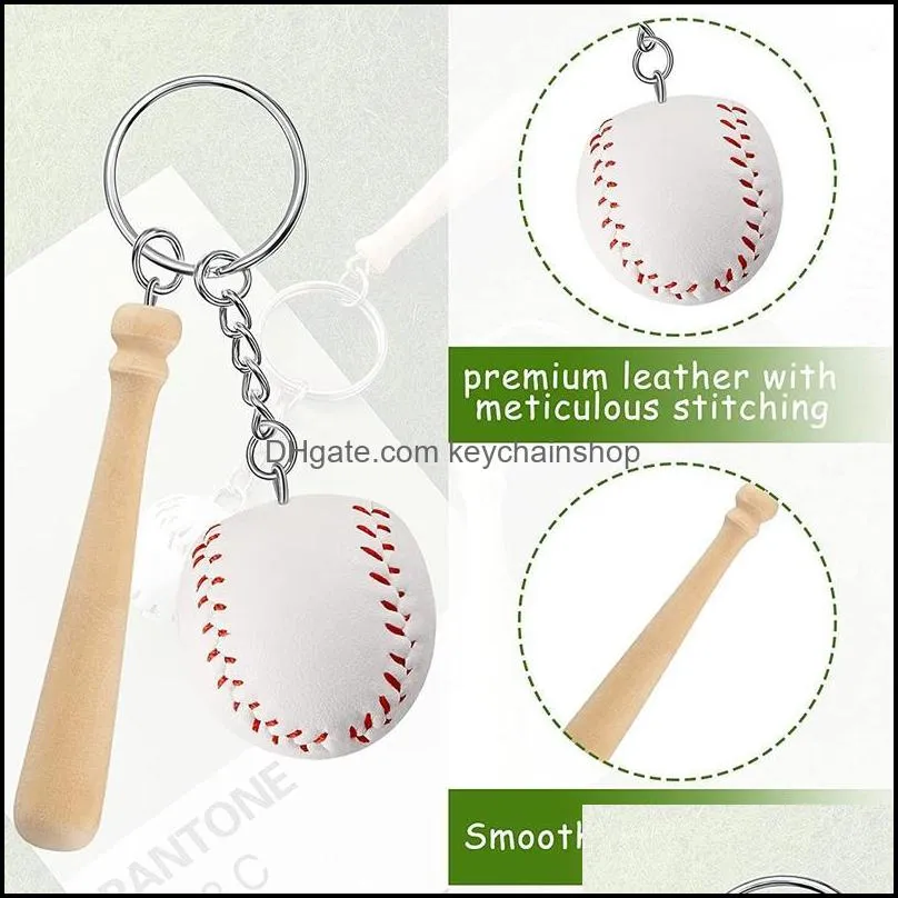 keychains pcs mini baseball bat keychain wooden and keyring novelty party favor for themed partykeychains