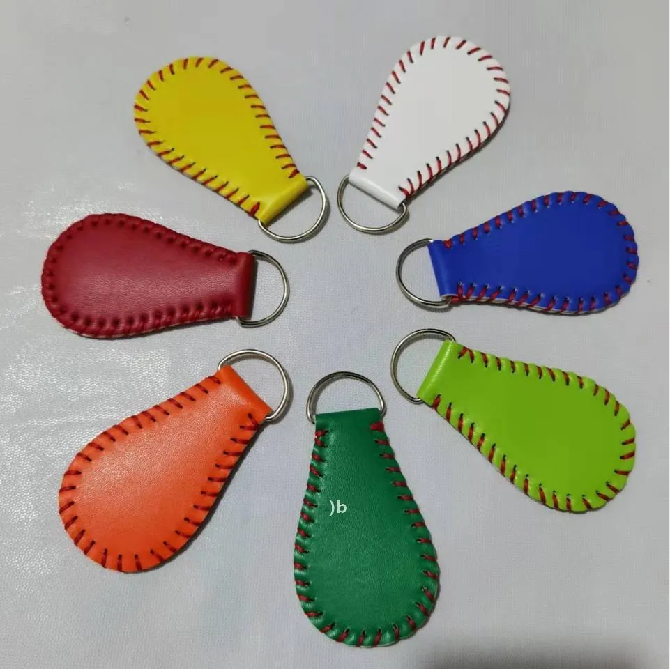 Baseball softball nyckelkedja smycken tom läder sport nyckelringar för män kvinnor väska hänge tillbehör nyckelringar kreativa gåvor zza13268