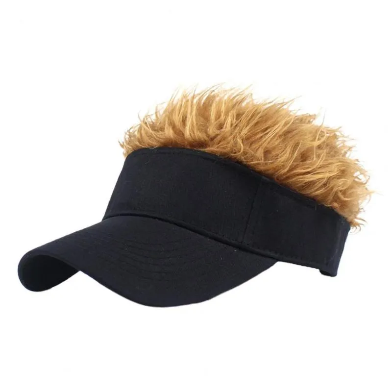 Bérets Belle casquette de baseball avec des poils pointus Chapeau de perruque à bord incurvé Faux cheveux Pare-soleil Pare-soleil