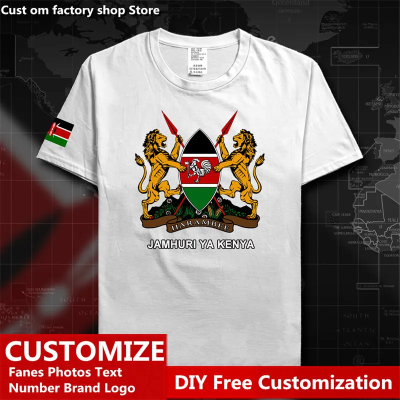Republik Kenia Kenianisches Land-T-Shirt Benutzerdefinierte Jersey-Fans DIY Name Nummer High Street Fashion Loses lässiges T-Shirt 220616