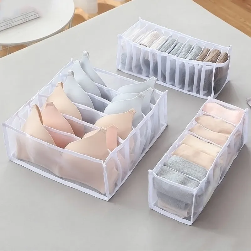 Underwear Bra Socks Organizer Storage Foldable Wardrobe Boxes Garment Closet Shelf Drawer Rack Accessories One Set 3Pcs