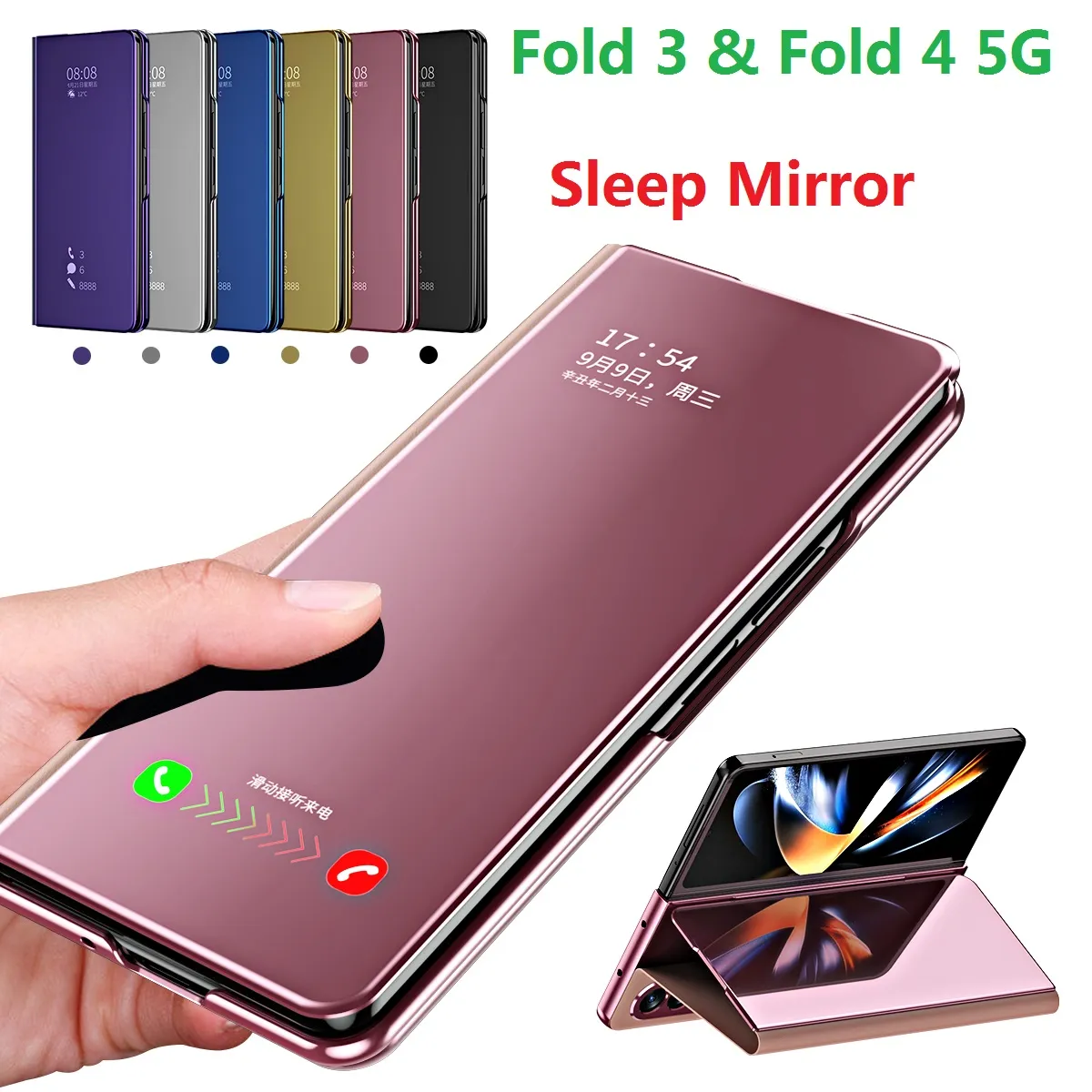 Plating Cases For Samsung Galaxy Z Fold 3 Fold 4 5G Fold 2 Case Magnetic Mirror Wallet Stand Smart Cover