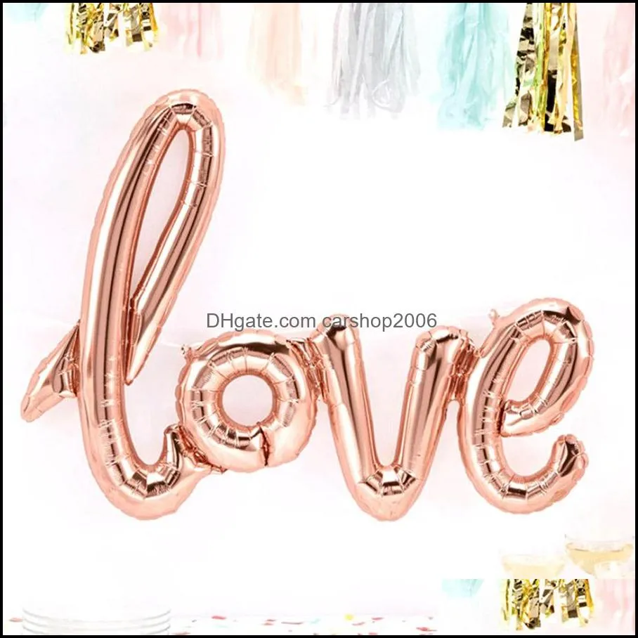 love shaped foil balloon valentine`s day party decoration love balloons wedding supplies birthday decor red gold foil balloons dh0932