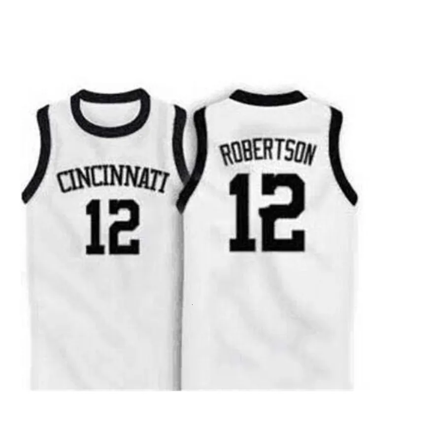 NIKIVIP Custom XXS-6XL Vintage Men #12 Oscar Robertson College Jersey Black White New Any Custom Eventuellt nummer och storlek S-XXXL