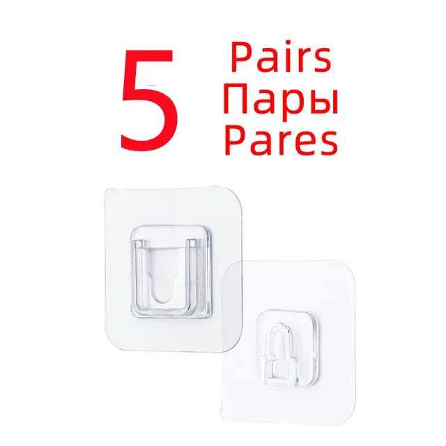 Double Sided Adhesive Hooks Wall Mounted Hook (5 Pairs)