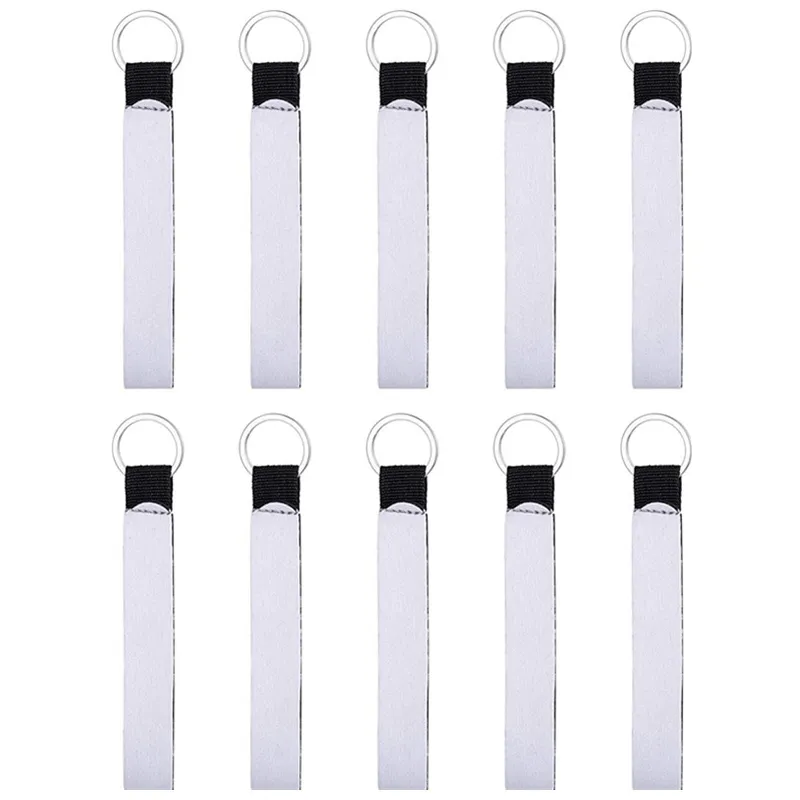 Neopreen witte pols sleutelhanger sublimatie lege lange sleutelhanger hanger warmteoverdracht DIY-geschenk