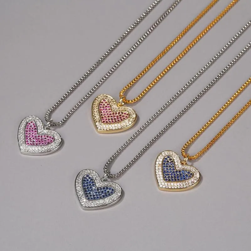 Pendentif colliers mode brillant zircone amour coeur pendentifs pour hommes femmes bijoux de luxe accessoires pendentif pendentif pendentif
