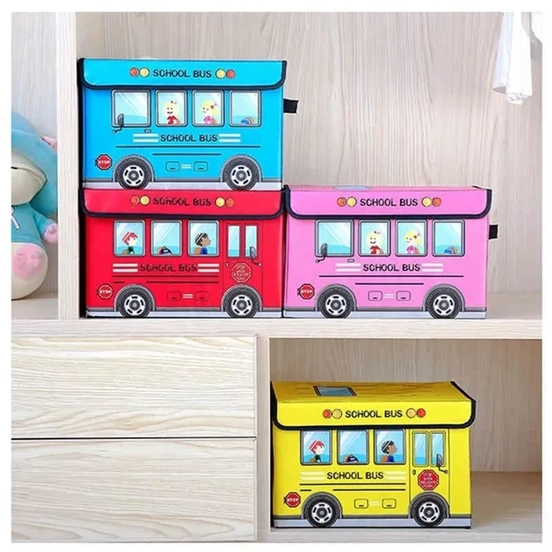 Caixa de armazenamento de desenhos animados de múltiplas funções para brinquedos para crianças roupas dobráveis ​​cartoon carros de armazenamento de brinquedos cestas infantis caixas de armazenamento 210330
