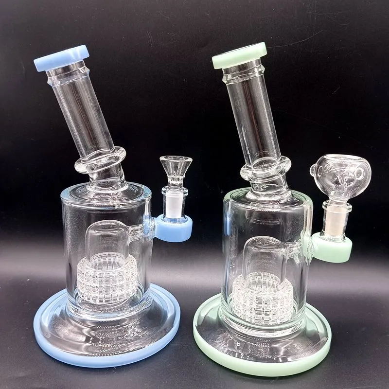 Verdickter Reifenfilter Bong-Wasserhaare Dicke Glasbecher Raucherrohre 8 Zoll hohe Recycler DAB Rigs Wasserbongs mit 14mm Schüssel