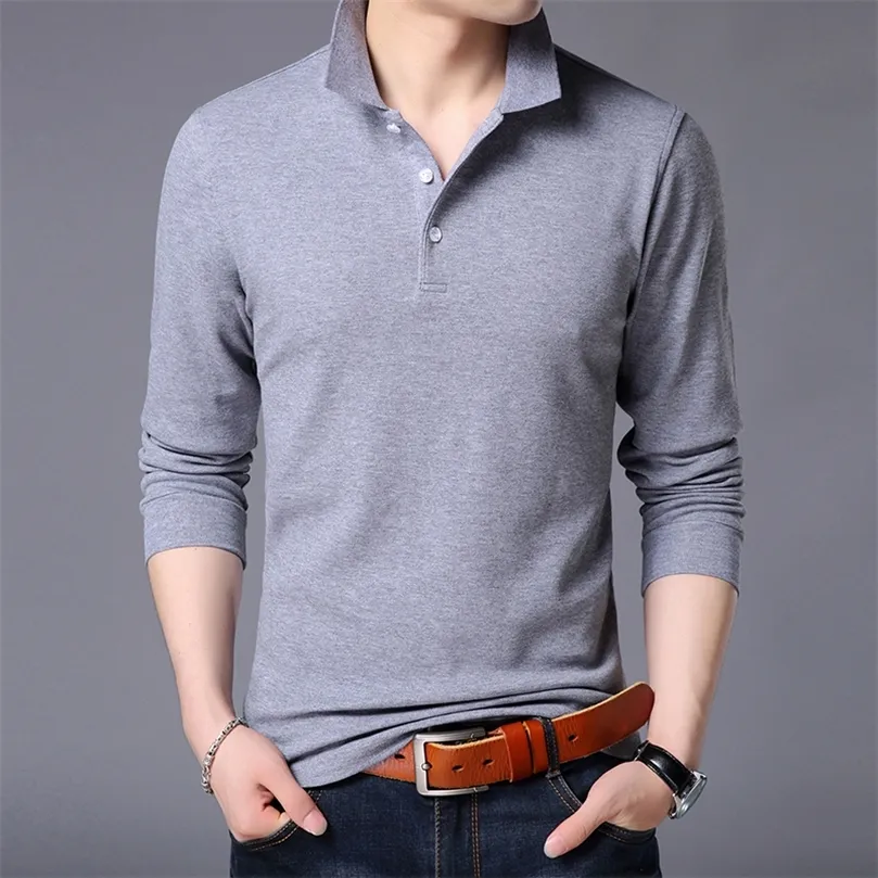 Polo di marche di moda da uomo in cotone a maniche lunghe Slim Fit ragazzi coreani regalo fidanzato Poloshirt abiti casual da uomo 210308