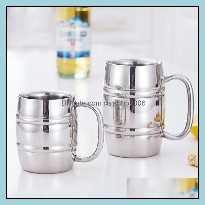 Mugs Drinkware Kitchen Dining Bar Home Garden Beer Mug Stainless Steel Travel With Handle Double Wall Coffee Wholesale Logo Customized 30