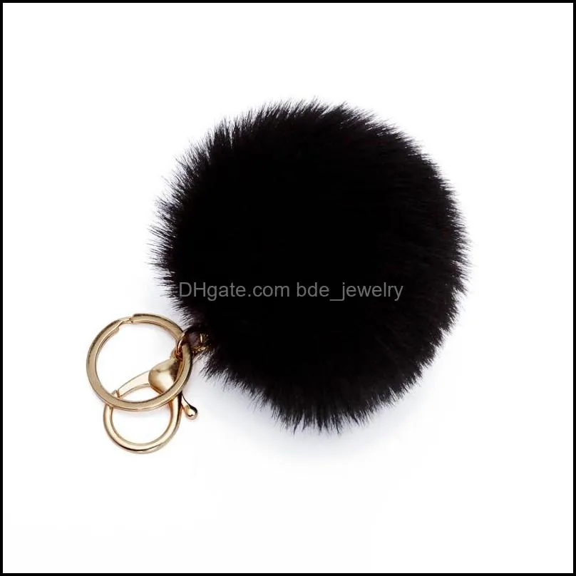 imitation rex rabbit fur plush keychain bag cartoon key rings pendant cone car hair ball bag accessories keychains 8cm