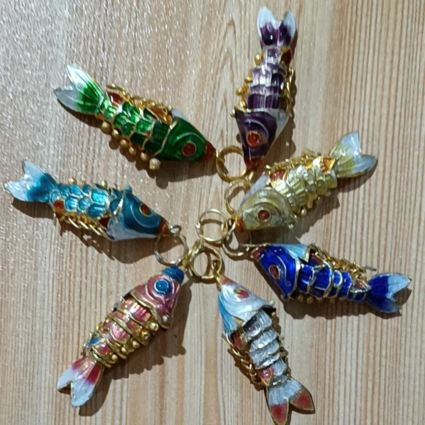 5st 4cm Handcraftsed Livelike Sway Koi Fish Charms Diy Jewelry Making Charm Cloisonne Emamel Lucky Carp Pendant Earnings Armband268Z