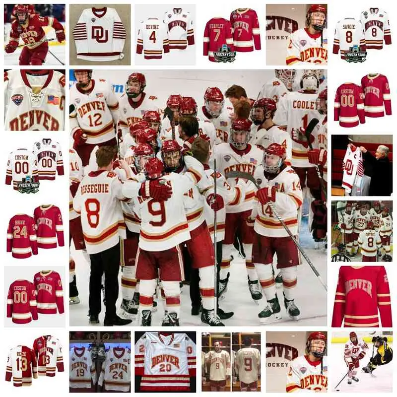 Xflsp 2022 College Frozen Four Championship Custom Denver Pioneers DU ICE Hockey Jersey 8 Joe