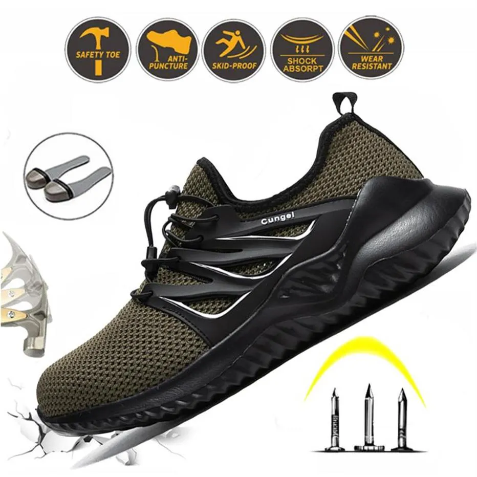 Safety Shoes Men Anti Smashing Work Shoes Summer Breathable Steel Toe ...