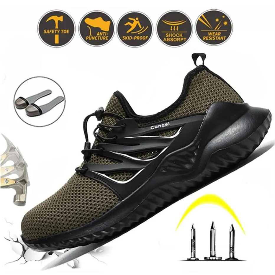 Safety Shoes Men Anti Smashing Work Shoes Summer Breathable Steel Toe