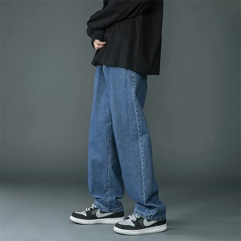 Jeans denim Hip Hop da uomo larghi di marca primaverile Classic High Street Fashion Trend Giovane studente Blu Rosa Bianco 220328