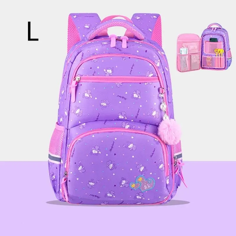 Sacs d'école dessin animé impression princesse sac à dos pour adolescent filles 2 taille grande capacité orthopédique enfant sacs à dos cartables