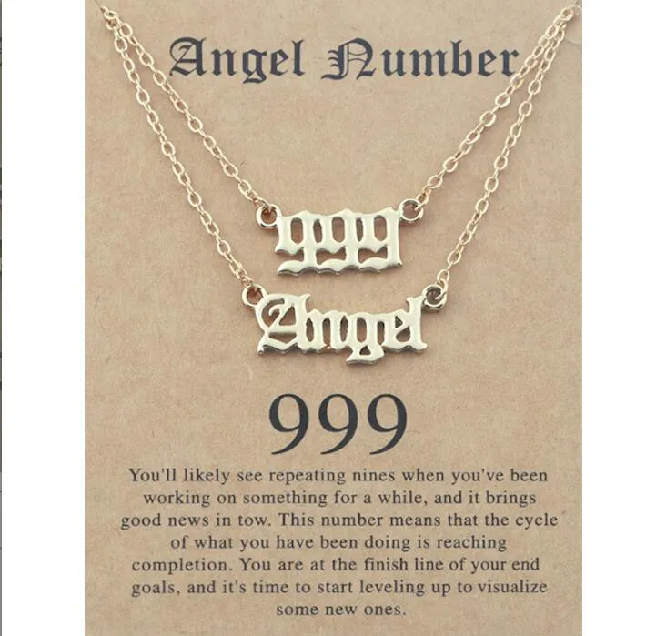 Collier multicouche avec pendentif numéro d'ange Collier en couches Carte de souhaits 111 222 333 444 555 666 777 888 999 Numérologie Lucky BFF Amitié Bijoux pour femmes filles