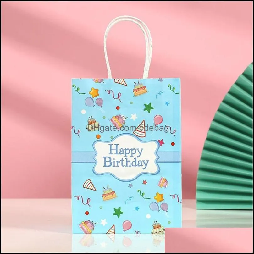 Gift Wrap Handbag Kids Favors Boy Girl Balloon Party Supplies Baby Shower Paper Bags Happy Birthday Cartoon Candy Bag