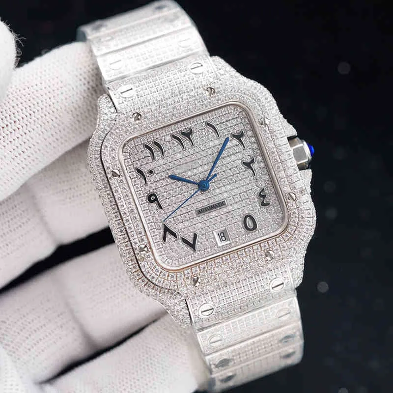 Diamentowy męski zegarek automatyczny mechaniczny szafirowy zegarek 40MM Busins zegarek na rękę Stainls stalowy pasek Montre de Luxe GiftsGAX3