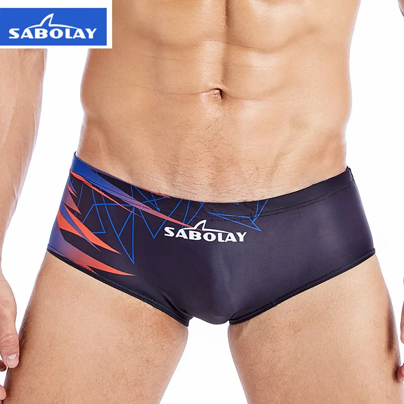 SABOLAY Elastic Swim Trunks Men Plus Size Short Low Rise Sexy Pouch Swimming Briefs Beach Board Swim Surf Quick Dry Swimwear 220509