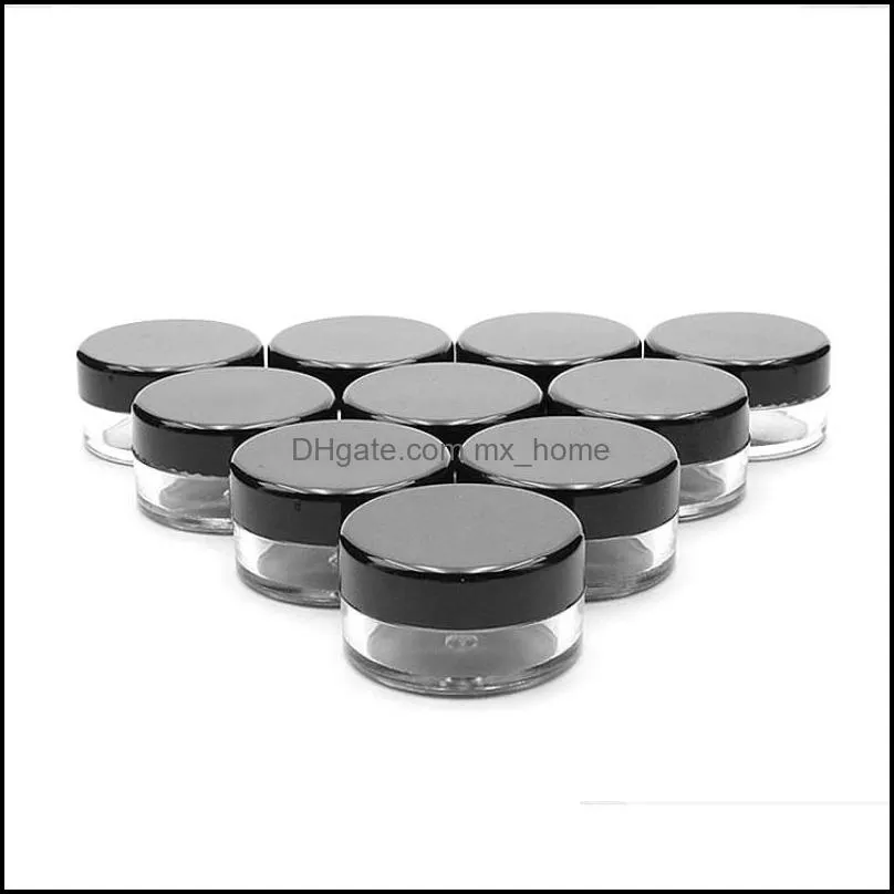 Bouteilles d'emballage Bureau École Entreprise Industrielle 5G / 5Ml Pots transparents ronds avec couvercles à vis 0,17 oz Conteneurs d'échantillon de maquillage pour poudre