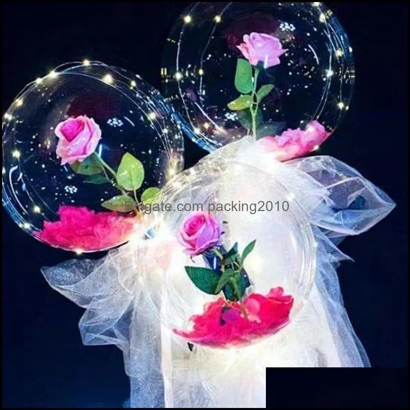 party decoration valentines day led rose ball luminous colorful bouquet balloon decorations lovers time gifts transparent ornaments