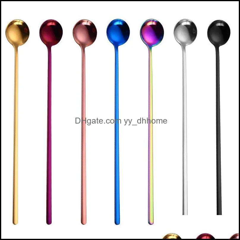 Stainless Steel Bar Spoon Long Handle Tableware Ice Cream Dessert Tea Coffee Stirring Scoop Kitchen Specular Dinnerware Ladle Small 3 2sz