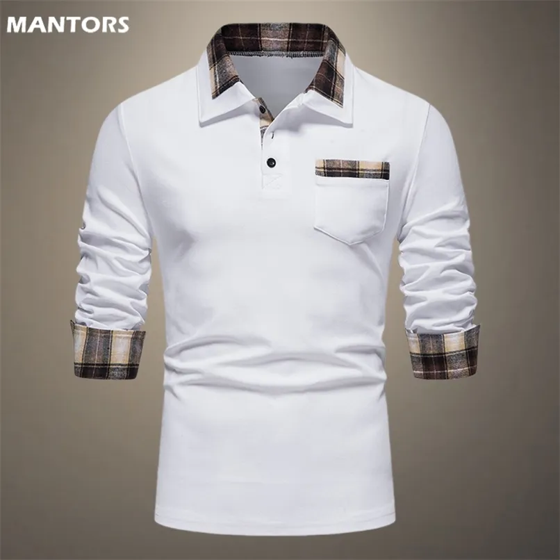 Polo Shirt Men Printemps Coton Chemise Hommes Couleur Unie Polo Automne Manches Longues Top Mâle Marque Slim Fit Chemises Hommes Vêtements 220408
