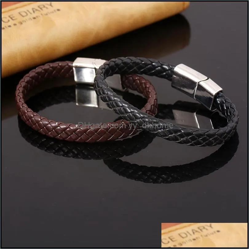 Tennis ARMNVNV Black Brown Braided Genuine Leather Bracelets For Men Women Bangle&Bracelet Fashion Jewelry1