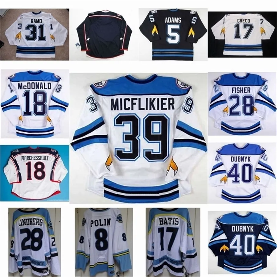 VipCeoMit Springfield Falcons 5 John 39 Jacob Micflikier 31 Karri Ramo 28 Glenn Fisher 8 Polin Domicile 17 Brady Greco 17 Maillot de hockey Noah Batis