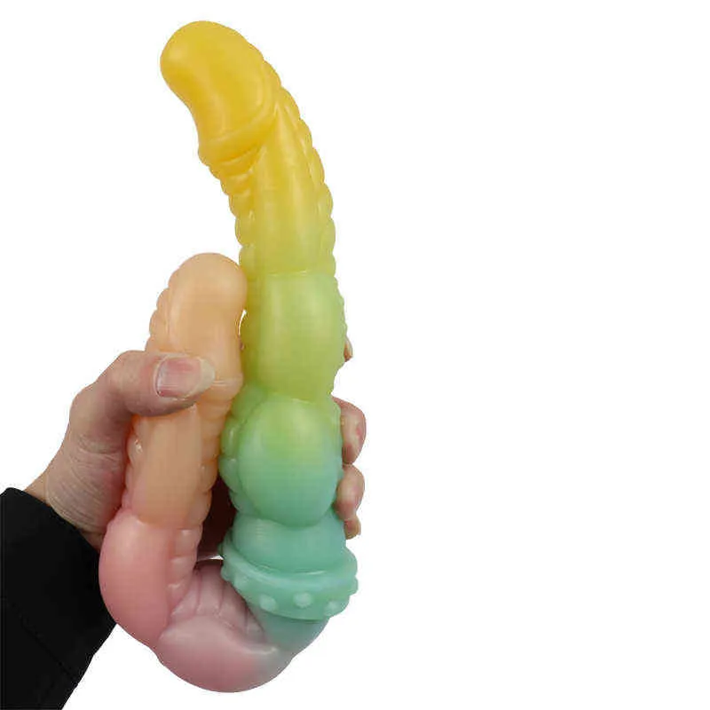 NXY Dildos Double Headed Scorpion Ogon Żel krzemionkowy Grube i miękkie Penis Ciągnięcie wkładanie wtyczki Anal Dual Cel Adult Fun Masturbacja 0316