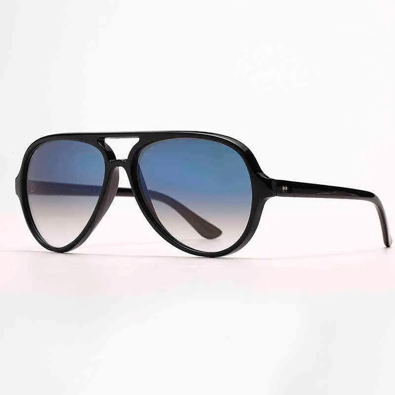 Pilotensonnenbrille, Designer-Doppelsteg-Sonnenbrille, Herren-Verlaufsgläser, Des Lunettes De Soleil, mit braunem Lederetui und Einzelhandelsverpackung