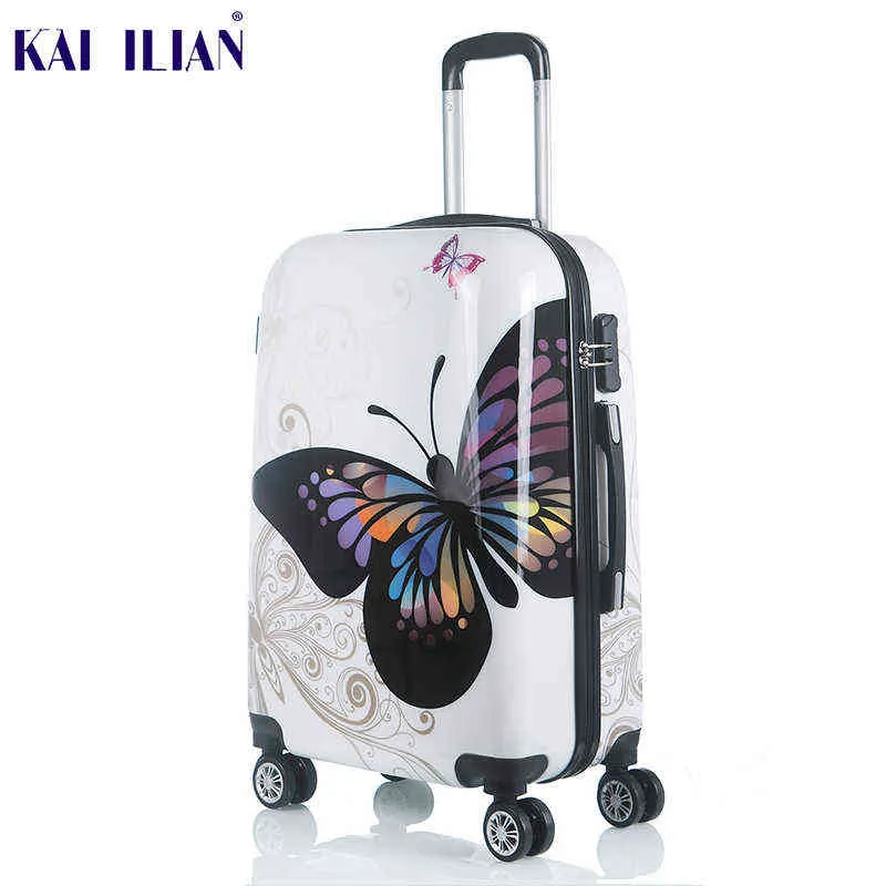 Inch Cute Cartoon Student Rolling Bagage Spinner Children Trolley Suitcase Wheels Kids fortsätt resväska Hardside J220707