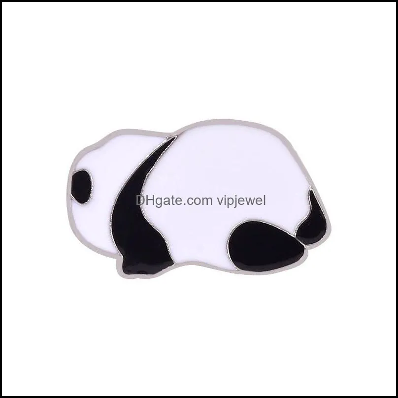 european cartoon geometric panda brooches pins unisex children cute animal clothing badge alloy enamel drop oil handbag  clothes pins