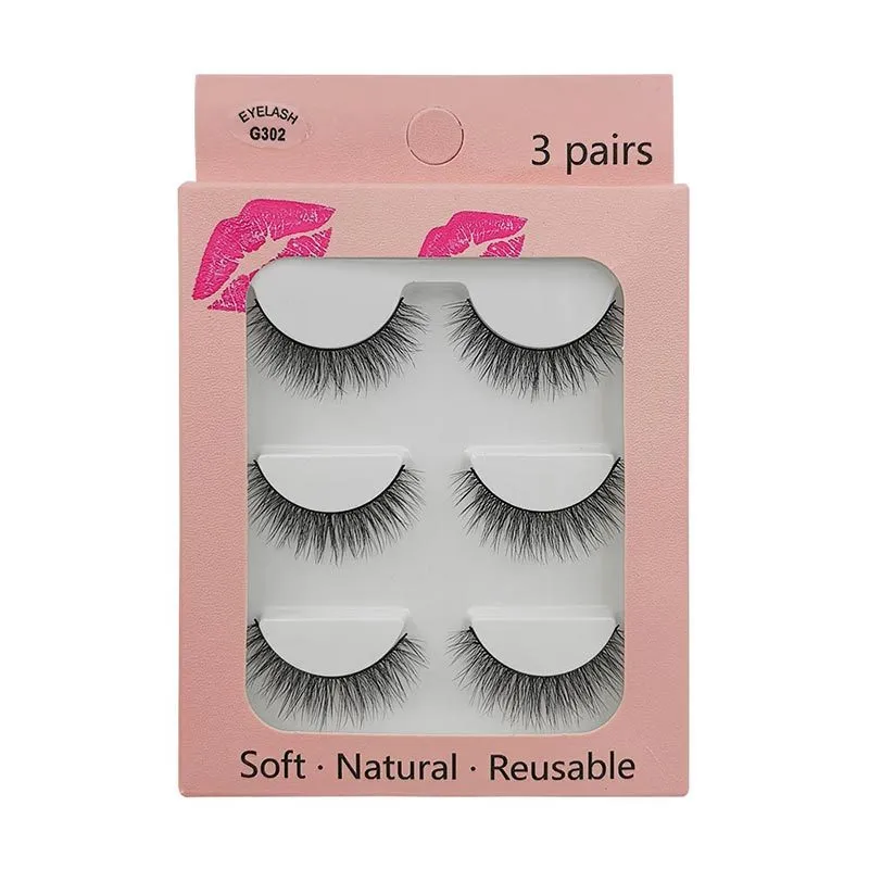 Hand Made Reusable Mink Fake Eyelashes 3 Pairs Set Soft & Vivid Natural Thick Charming False Lashes Extensions Full Strip Lashes Makeup for Eyes 10 Models DHL