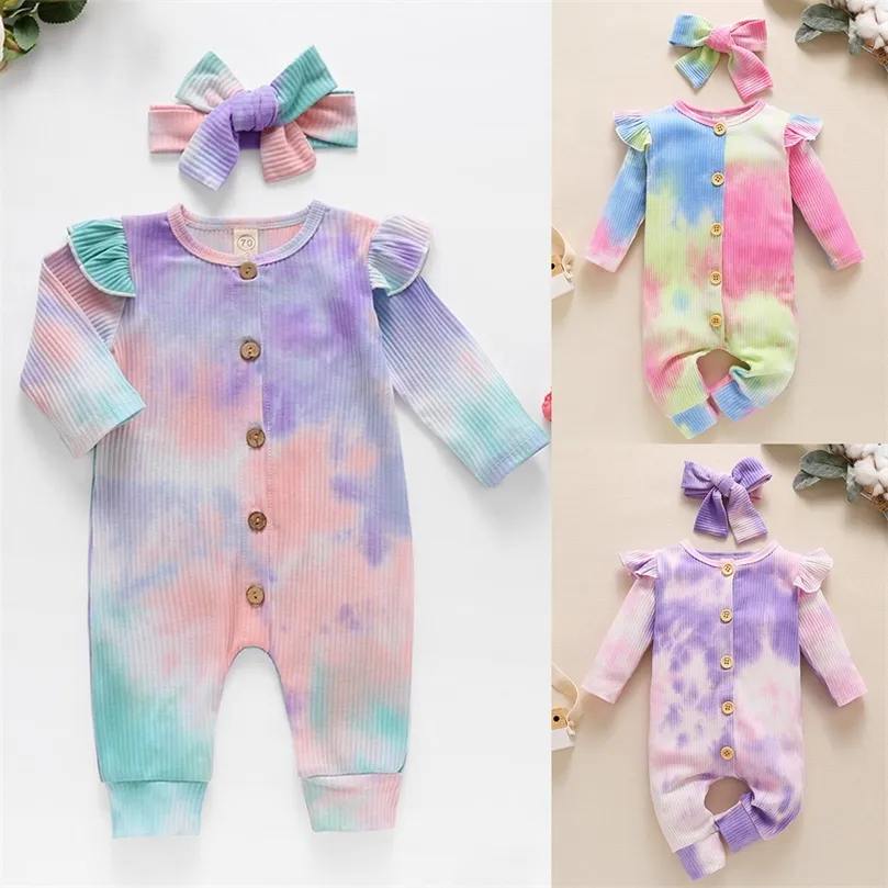 BabygrowsHeadband Baby Arrival Baby Girls Abiti comodi in cotone 0- Baby Autunno Primavera Vestiti colorati LJ201223