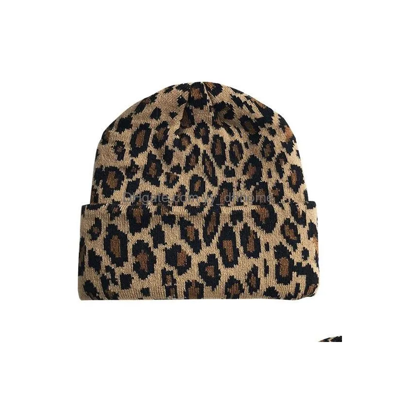 autumn winter kids children hats womens leopard knitted hat lady warm beanies leopard hat