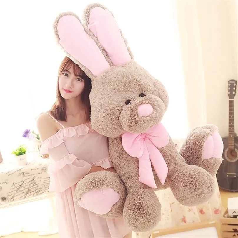 1 pc 50/70/80/90 cm Mignon Lapin Américain En Peluche Jouet Poupée Grand Lapin Jouets Lapin Qualité Peluche Enfants Enfant Cadeau LJ201126