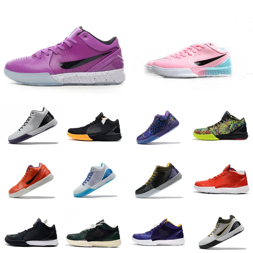 Mens KBs mamba 4 protro basketball shoes ZK4 bryants iv proto sneakers KB4 UNDFTD Black Purple Pink Lakers Wizenard lebron 19 tennis with box