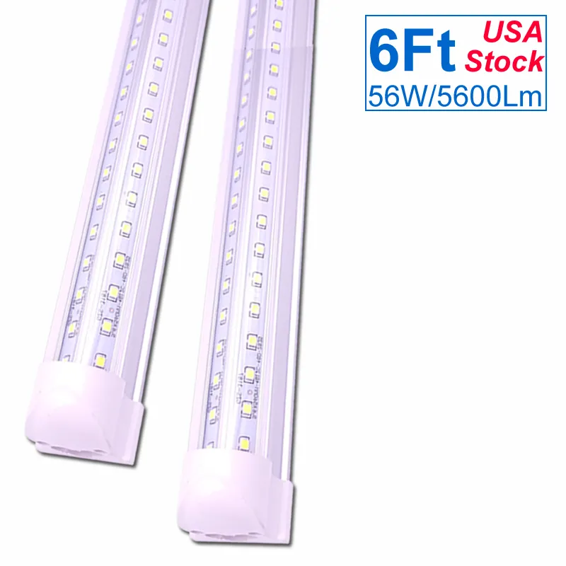 Super Bright White Led Shop Light 6Ft LED Tube Lights, 6 '56W Cooler Door Lighting 70'' Lampadine T8 integrate collegabili, lampada da soffitto e barra di servizio OEMLED