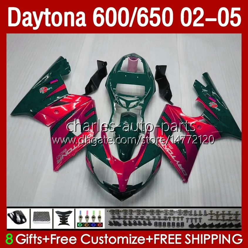 Bodywork Kit For Daytona 650 600 CC 2002 2003 2004 2005 Body 132No.87 Cowling Daytona650 02-05 Daytona600 Daytona 600 02 03 04 05 ABS Motorcycle Fairing Green red