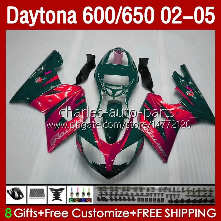 Zestaw do nadwozia Daytona 650 600 CC 2002 2003 2004 2005 Body 132NO.87 Cowling Daytona650 02-05 Daytona600 Daytona 600 02 03 04 05 ABS Motocykl Fairing Green Red