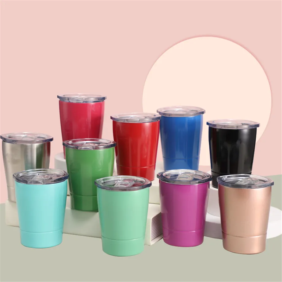 Toddler Tumbler Kids Mug Milk Cup Sublimation 8 oz / 12 oz 304 Acier Inoxydable Double Paroi Isolée Sous Vide Sippy Verre Thermique Avec Paille En Plastique Et Couvercle Coulissant