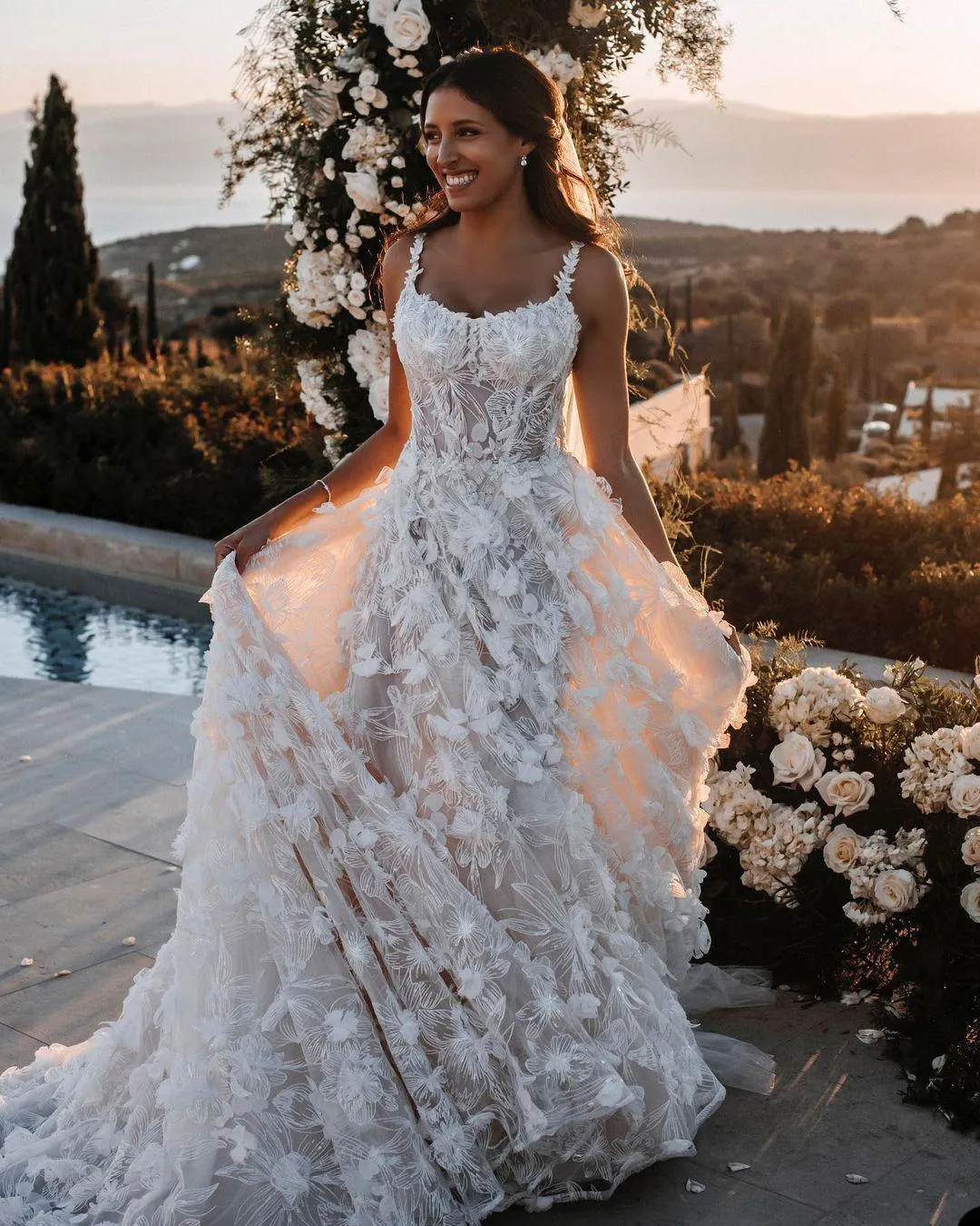 Boho Garden Wedding Bohemian Wedding Dress With Illusion Lace