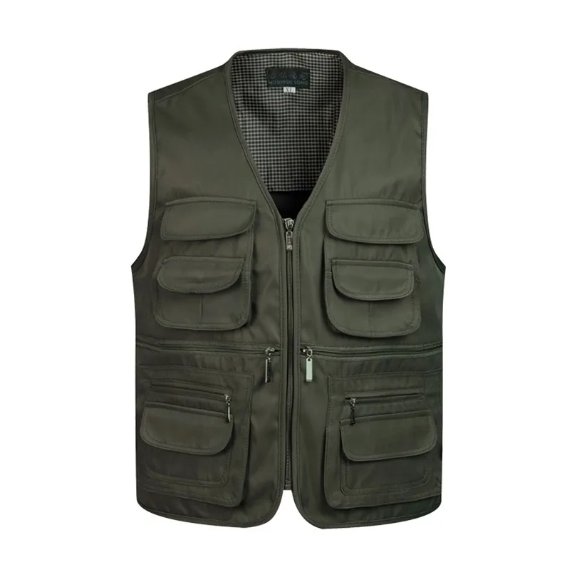 Multipocketfock Classic Tactical Coloat Machone Maleless Descarregando casaco sólido Vest fotógrafo de colete masculino 201120